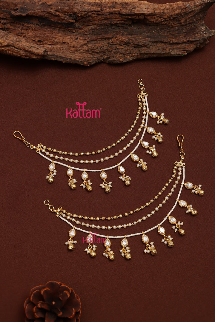 Meenakari Pearl Earchain