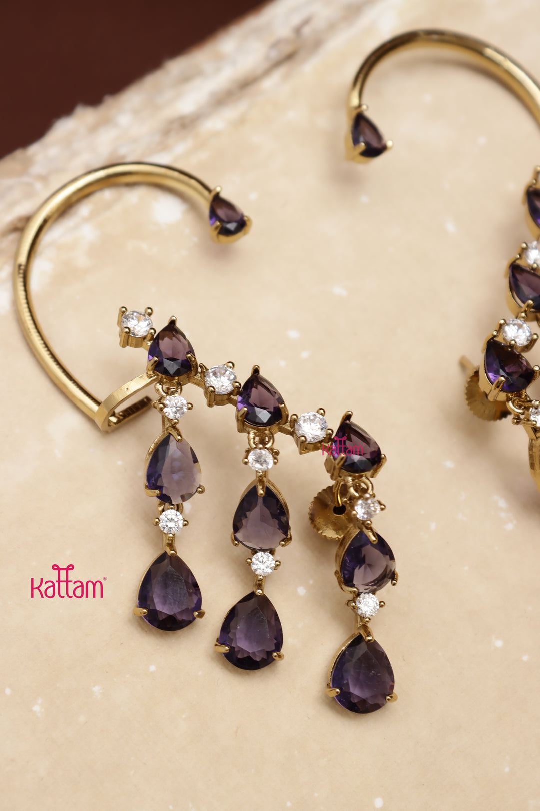AD Semi Earcuff Dangler - Purple