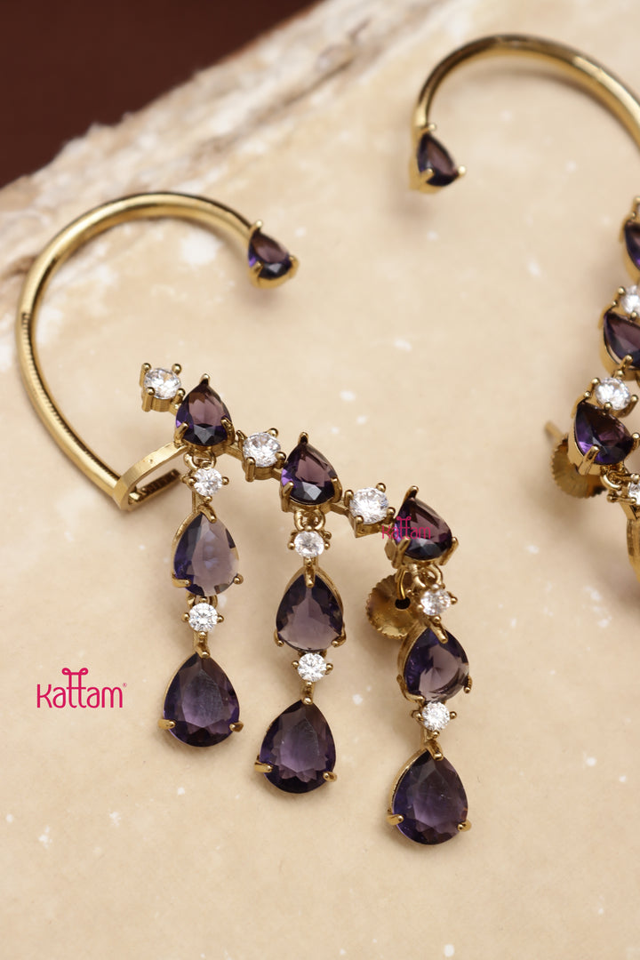 AD Semi Earcuff Dangler - Purple
