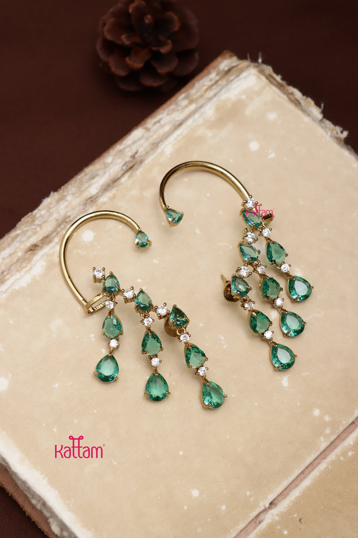 AD Semi Earcuff Dangler - Turquiose Green