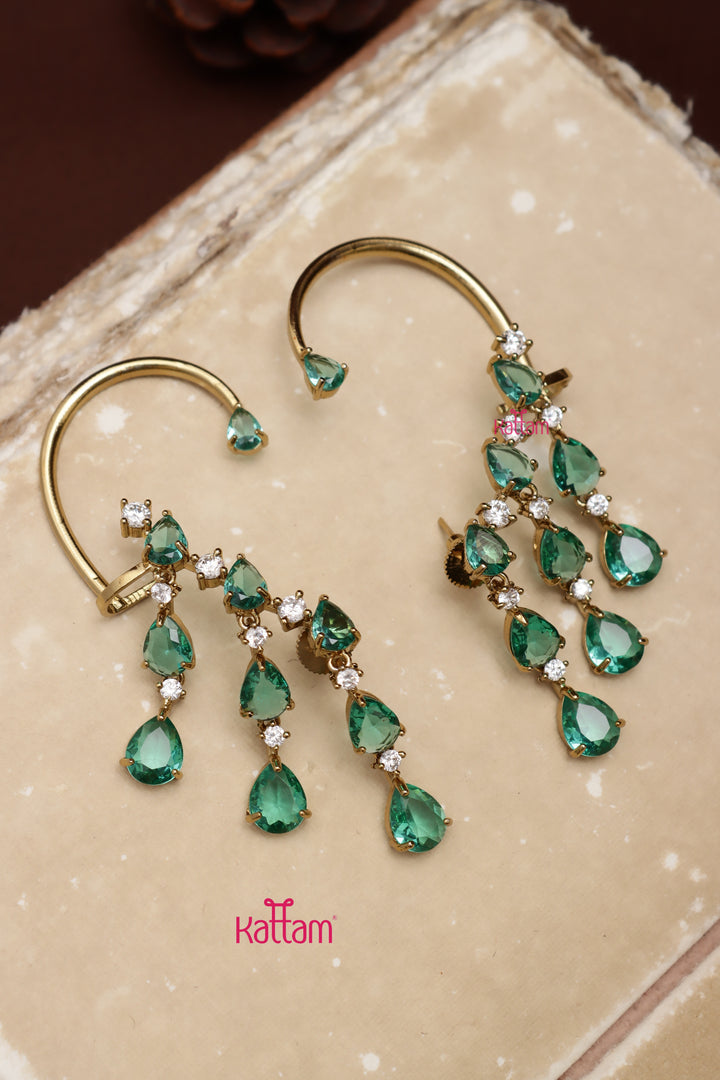 AD Semi Earcuff Dangler - Turquiose Green