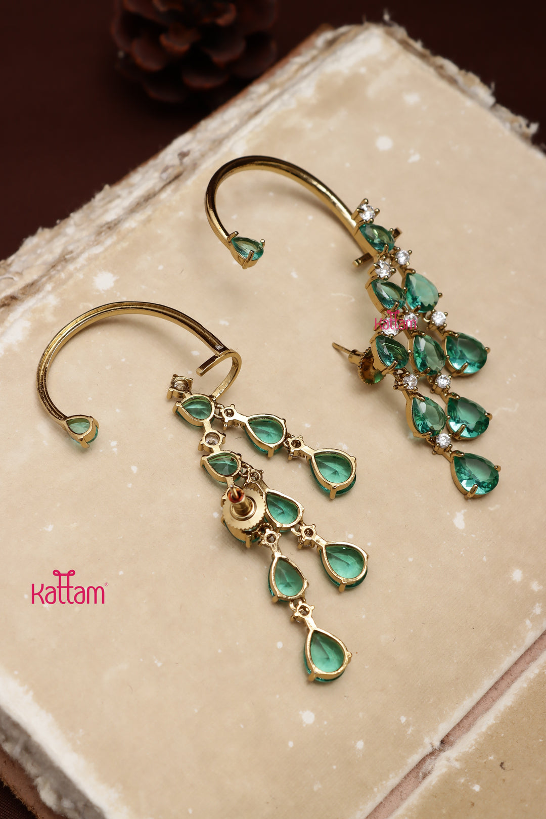 AD Semi Earcuff Dangler - Turquiose Green