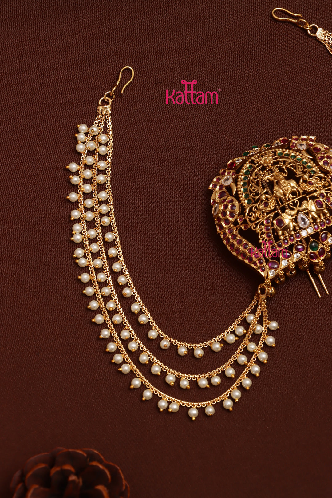 Krishna With Elephant Pearl Bun Billai