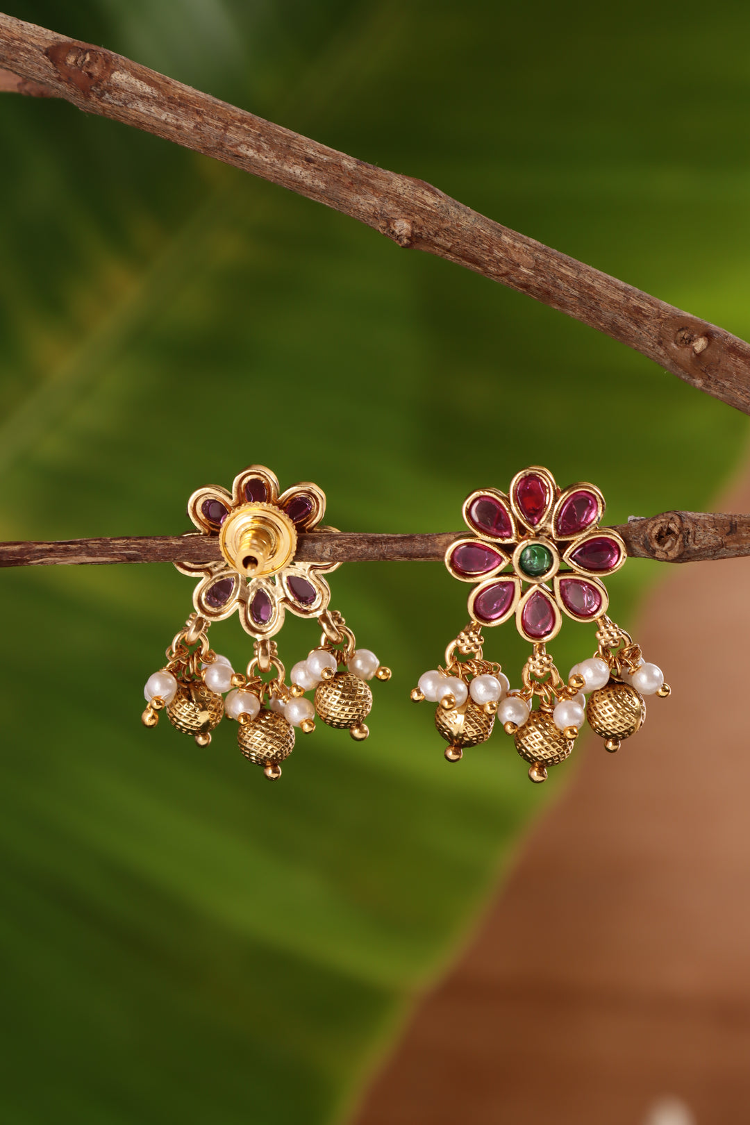 Kolam Flower Pearls Earring