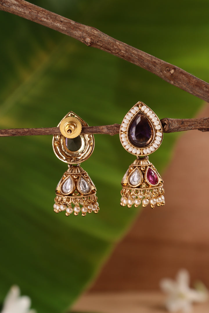 Thilak Pearl Purple Jhumka
