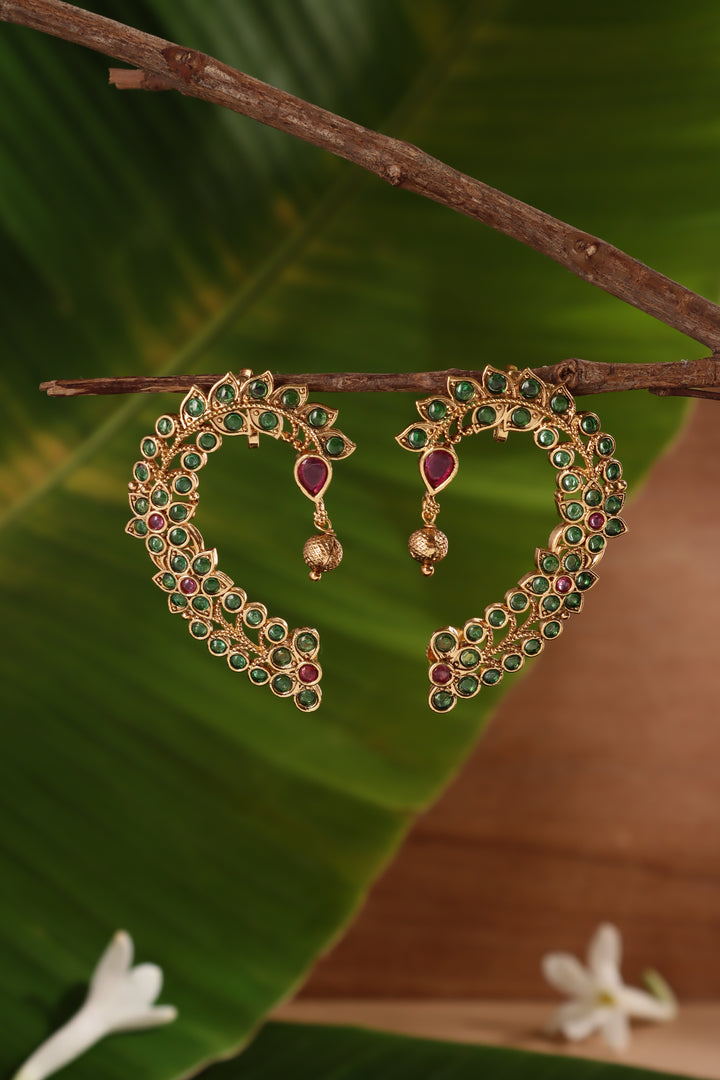 Kemp Leafy Floral Earcuff Earring - Green