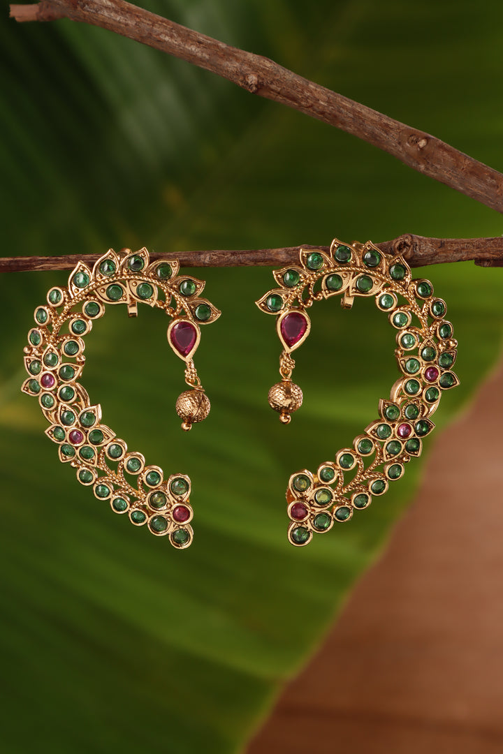 Kemp Leafy Floral Earcuff Earring - Green
