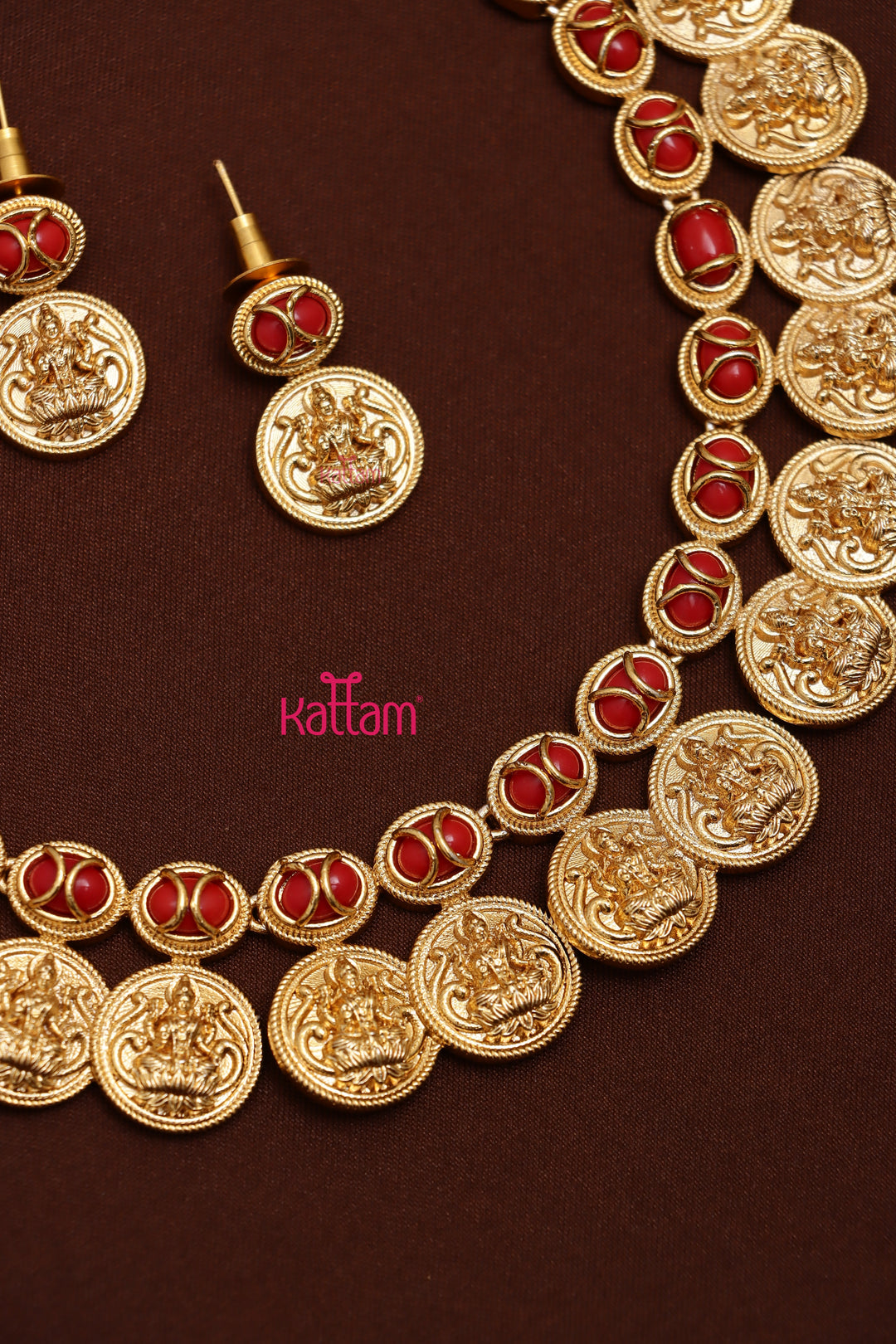 Coral Goddess Coin Choker
