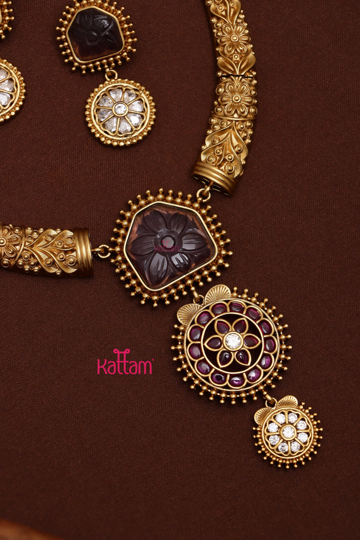 Viya - Engraved Purple Hasli Choker