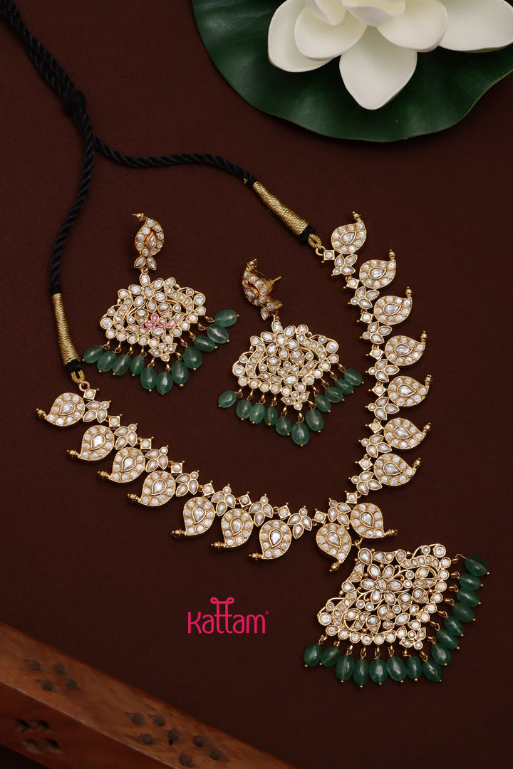 Aganila - Kundan Kemp Manga Necklace ( Reversible )