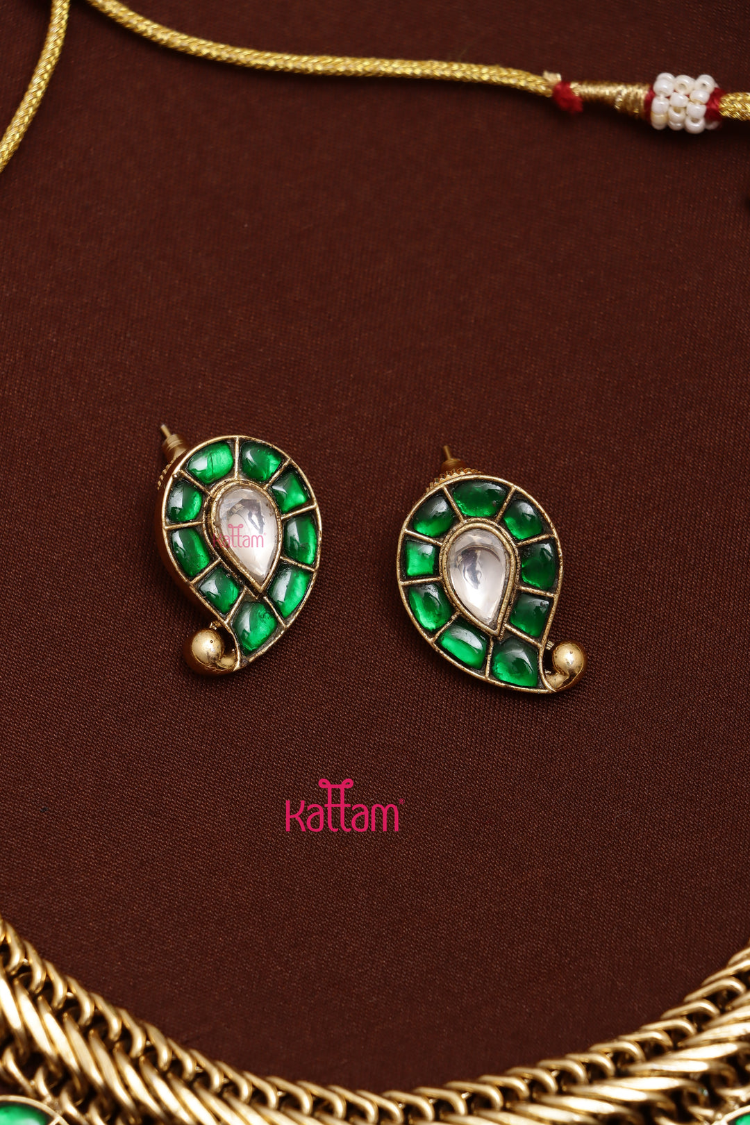 Bhairavi - Kundan Green Manga Stone Choker