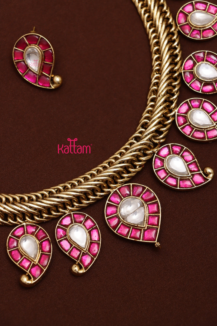 Bhairavi - Kundan Ruby Manga Stone Choker