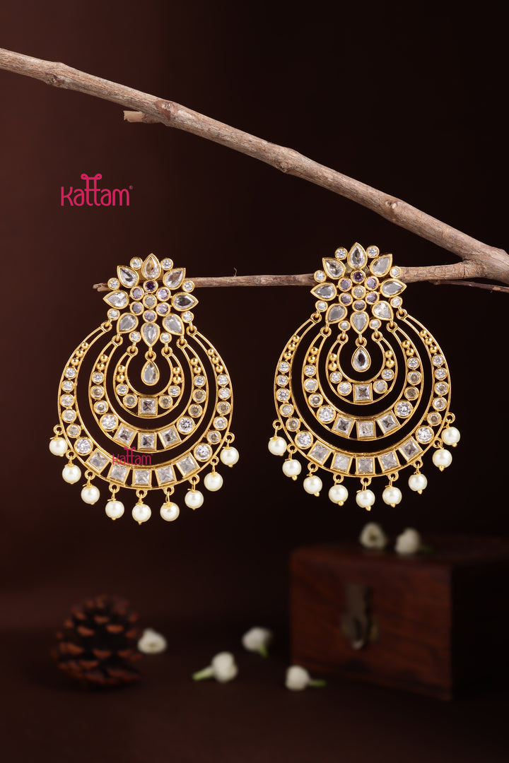 Chandbali Flower Earring -  Purple