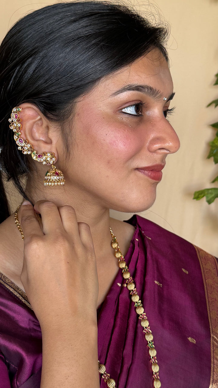 Floral Peacock Earcuff Jhumka