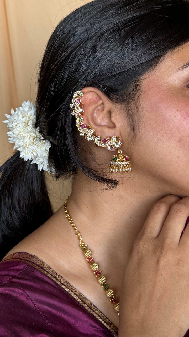 Floral Peacock Earcuff Jhumka