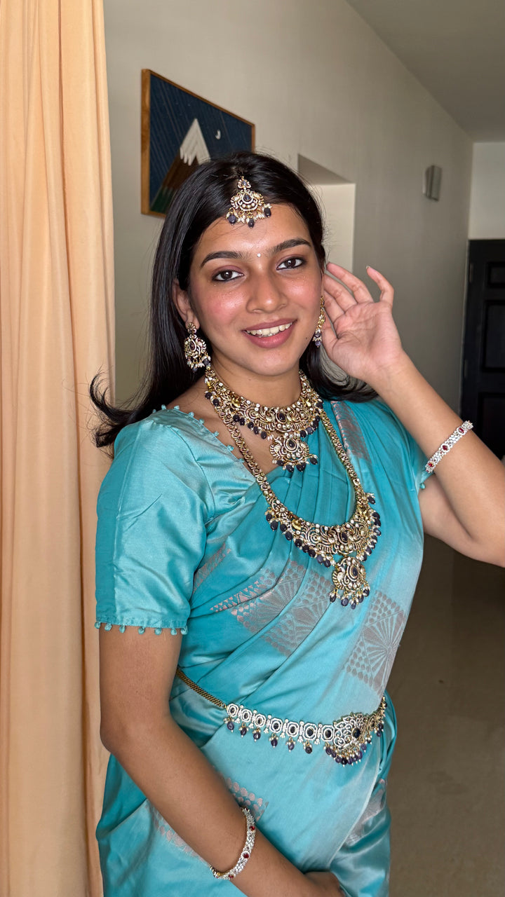 Chinthiya - Peacock Purple Bridal Necklace & Haram Set