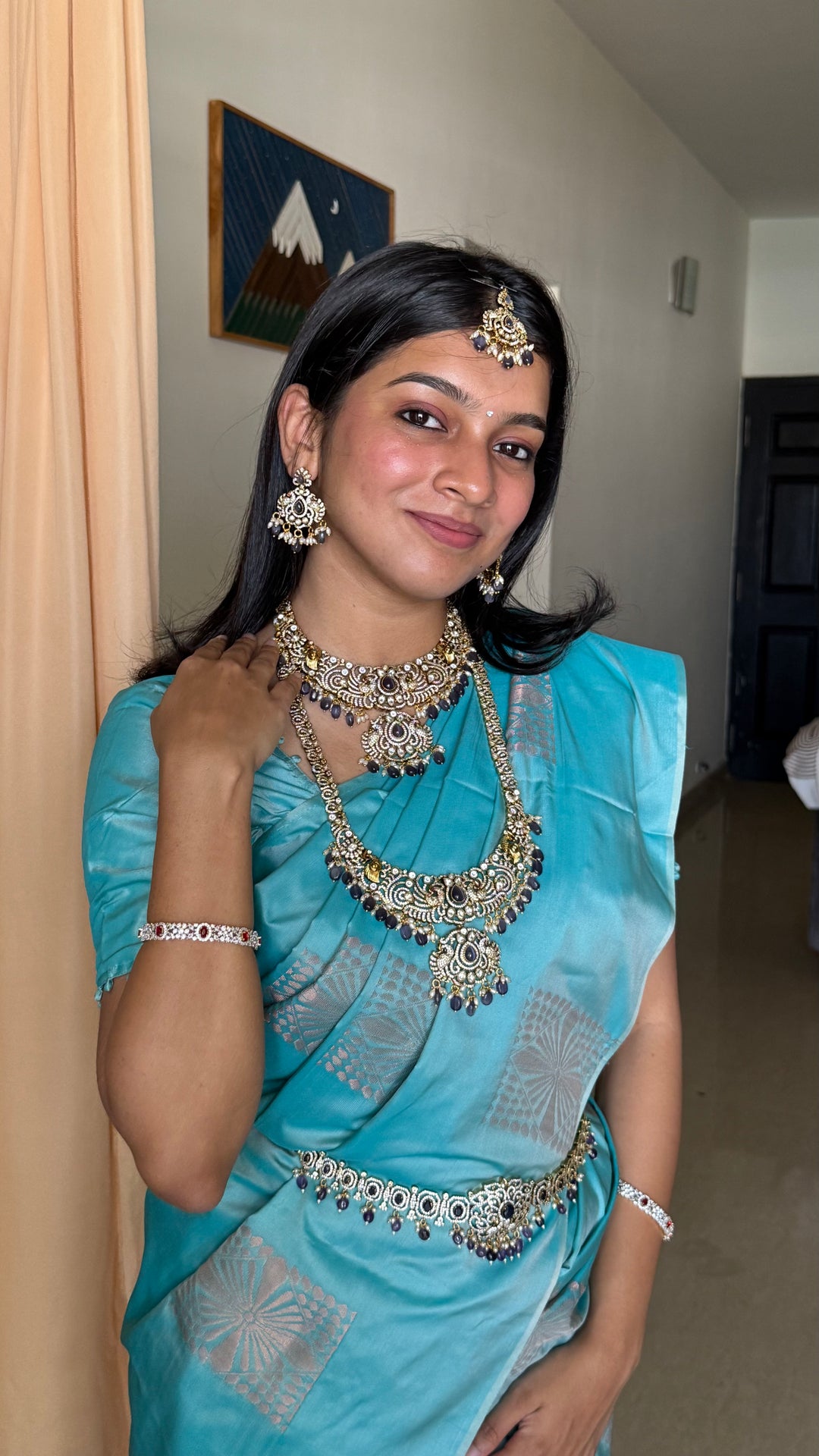 Chinthiya - Peacock Purple Bridal Necklace & Haram Set