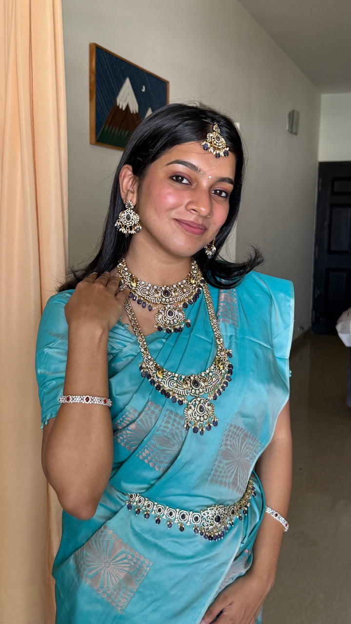 Chinthiya - Peacock Purple Bridal Necklace & Haram Set