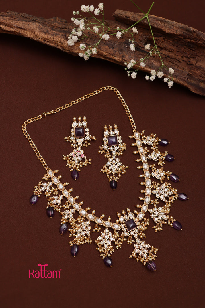 Adorna - Kundan Stone Purple Choker