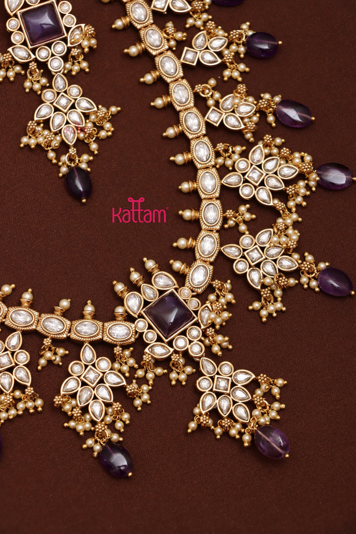 Adorna - Kundan Stone Purple Choker