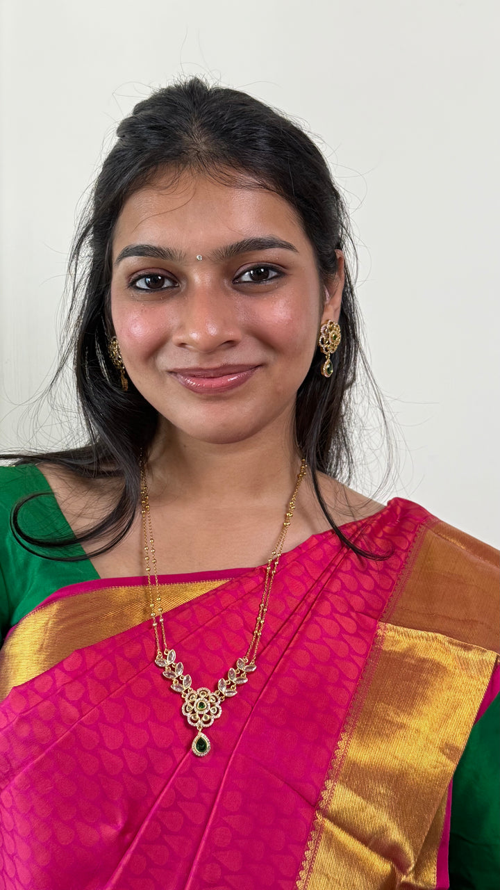 Shivanya - Layered Green Flower Chain