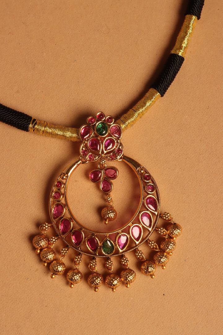 Handmade Chandbali Black Thread Choker