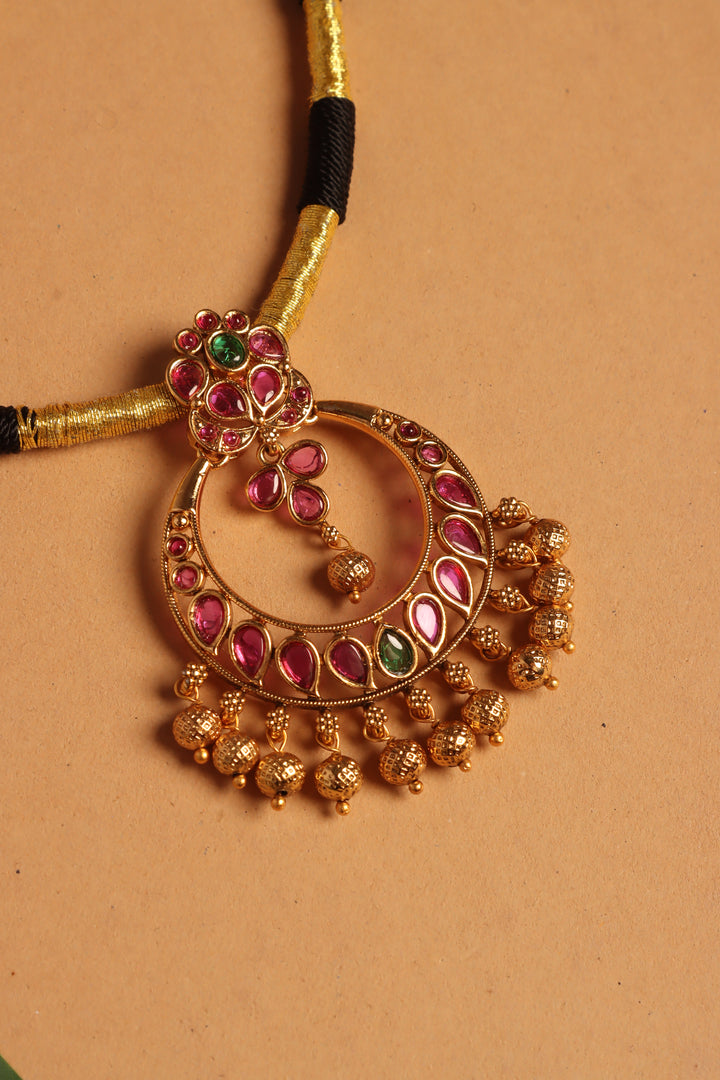 Handmade Chandbali Black Thread Choker