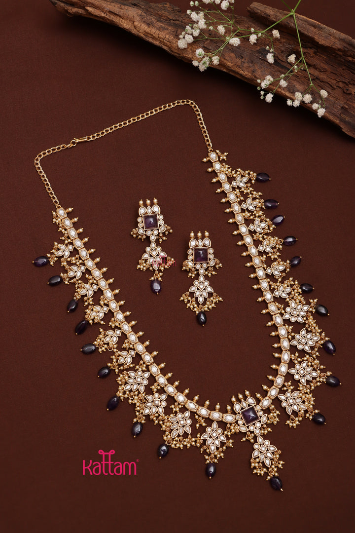 Adorna - Kundan Stone Purple Haram