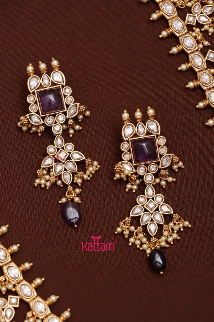 Adorna - Kundan Stone Purple Haram