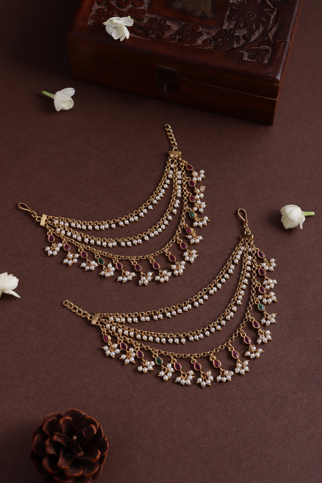 Layerec Pearl  Drop Stone earchain