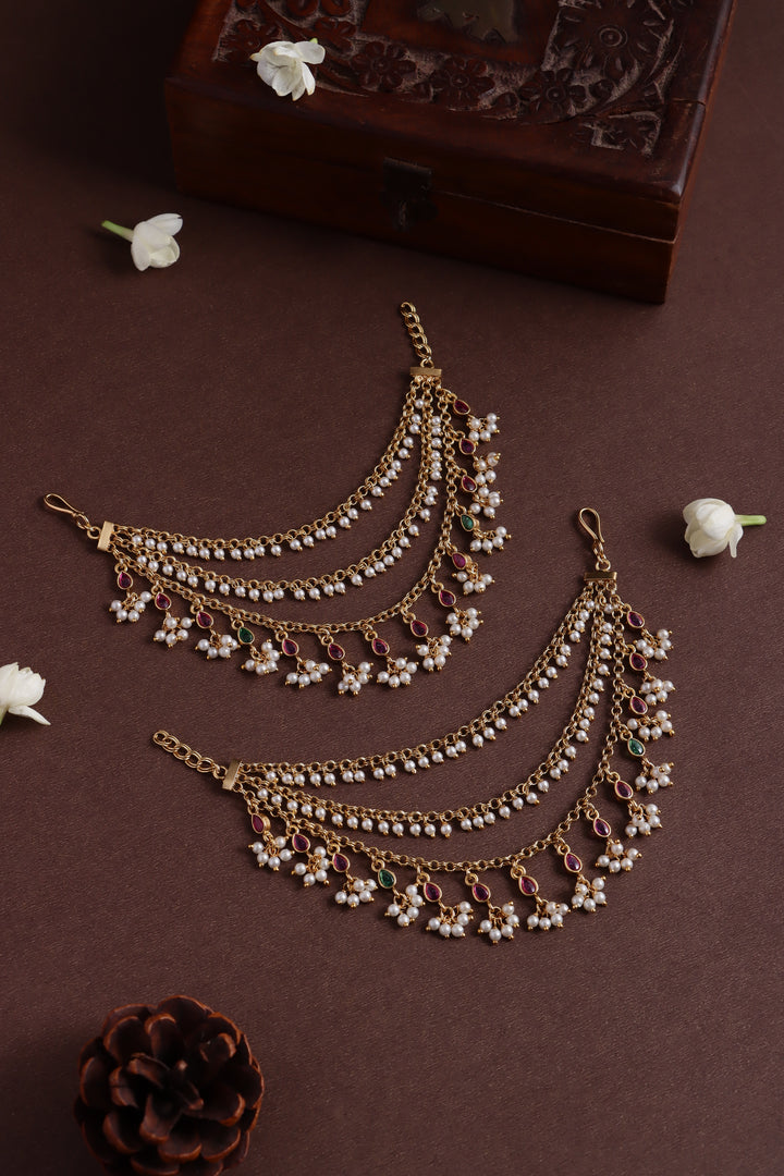 Layerec Pearl  Drop Stone earchain