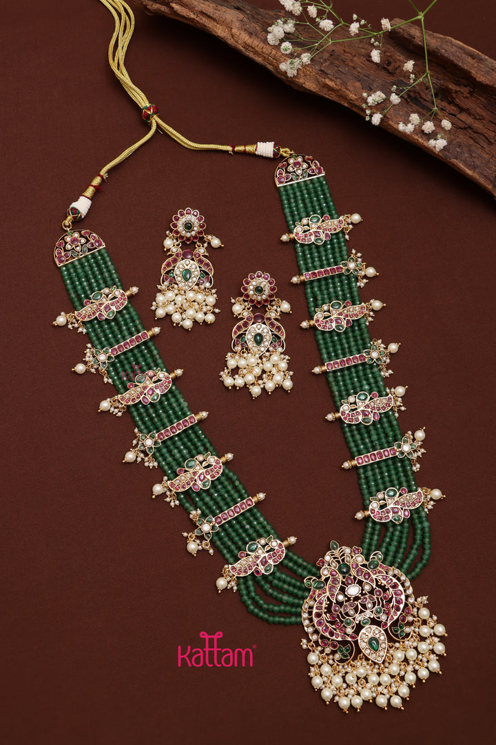 Kundan Kemp Peacock Beaded Haram