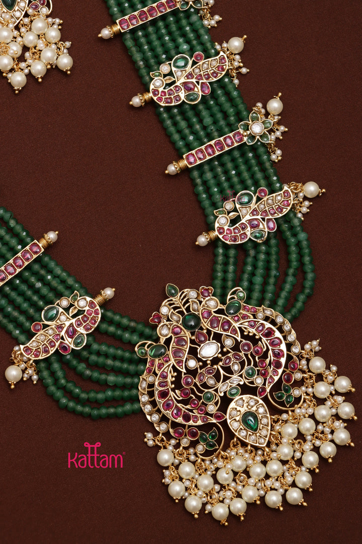 Kundan Kemp Peacock Beaded Haram