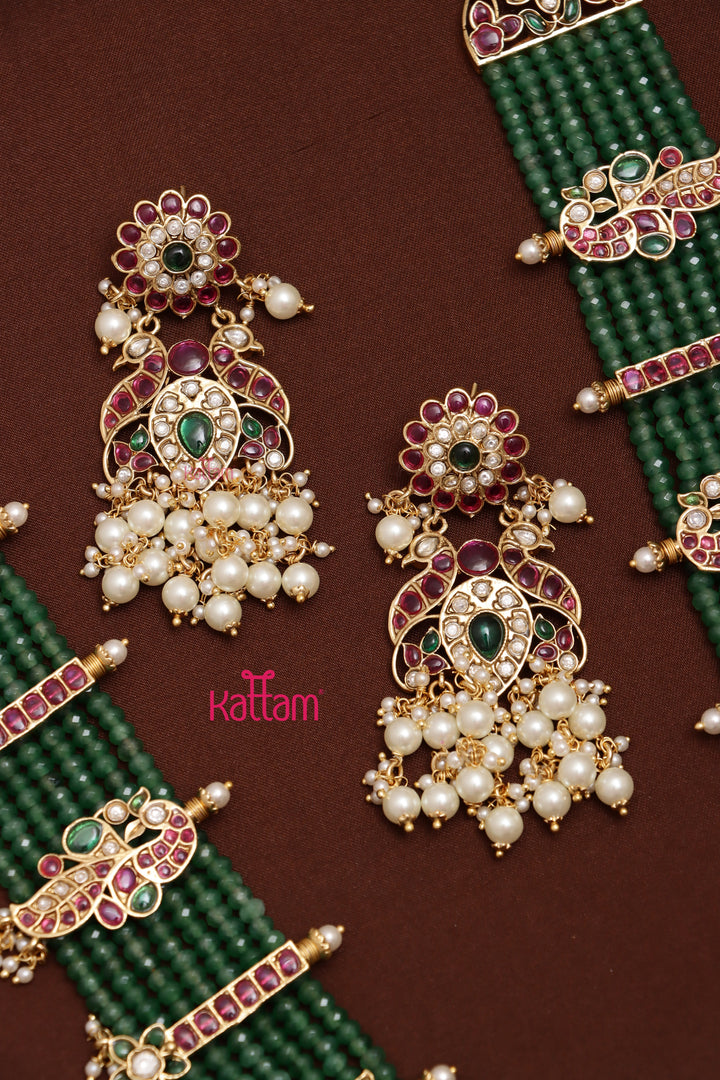 Kundan Kemp Peacock Beaded Haram
