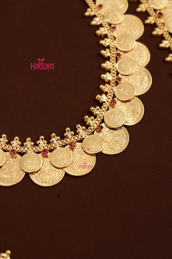Lakshmi Double Coin Necklace & Haram Combo Set ( No Earrings )