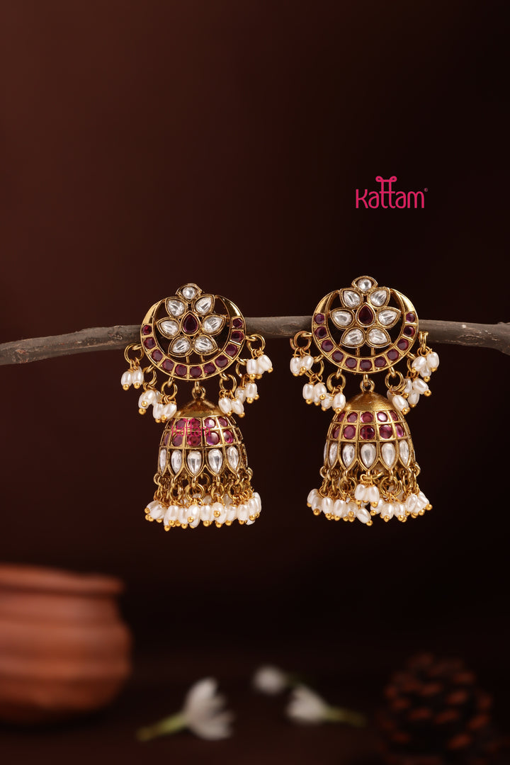 Halfmoon Ruby Pearl Jhumka