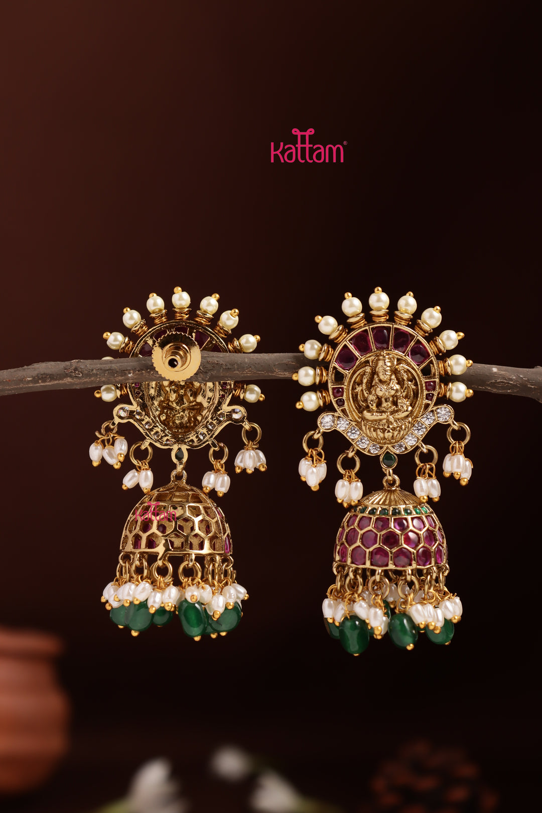 Lakshmi Chakra Pearl Jhumka