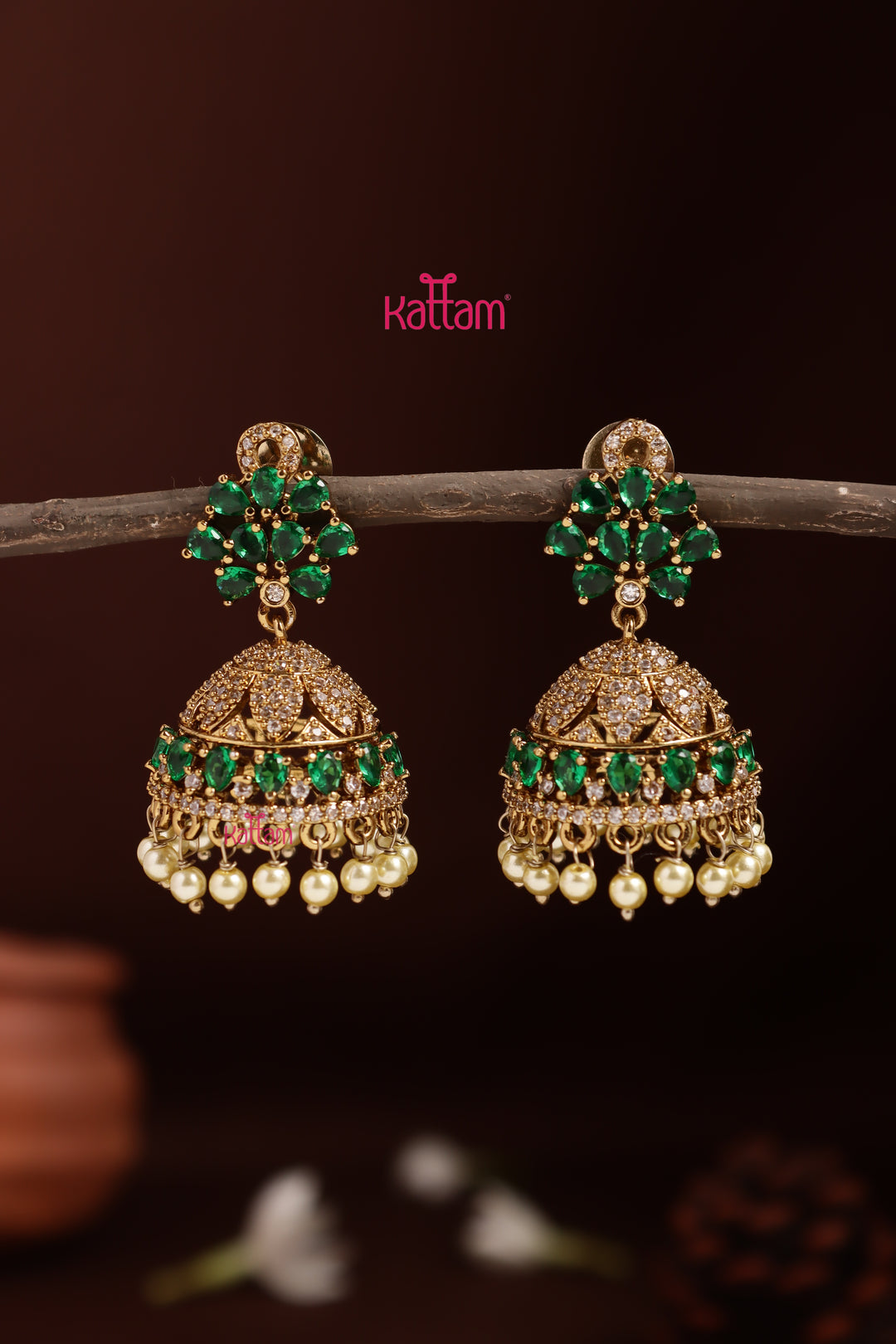 AD Pattern Green Jhumka