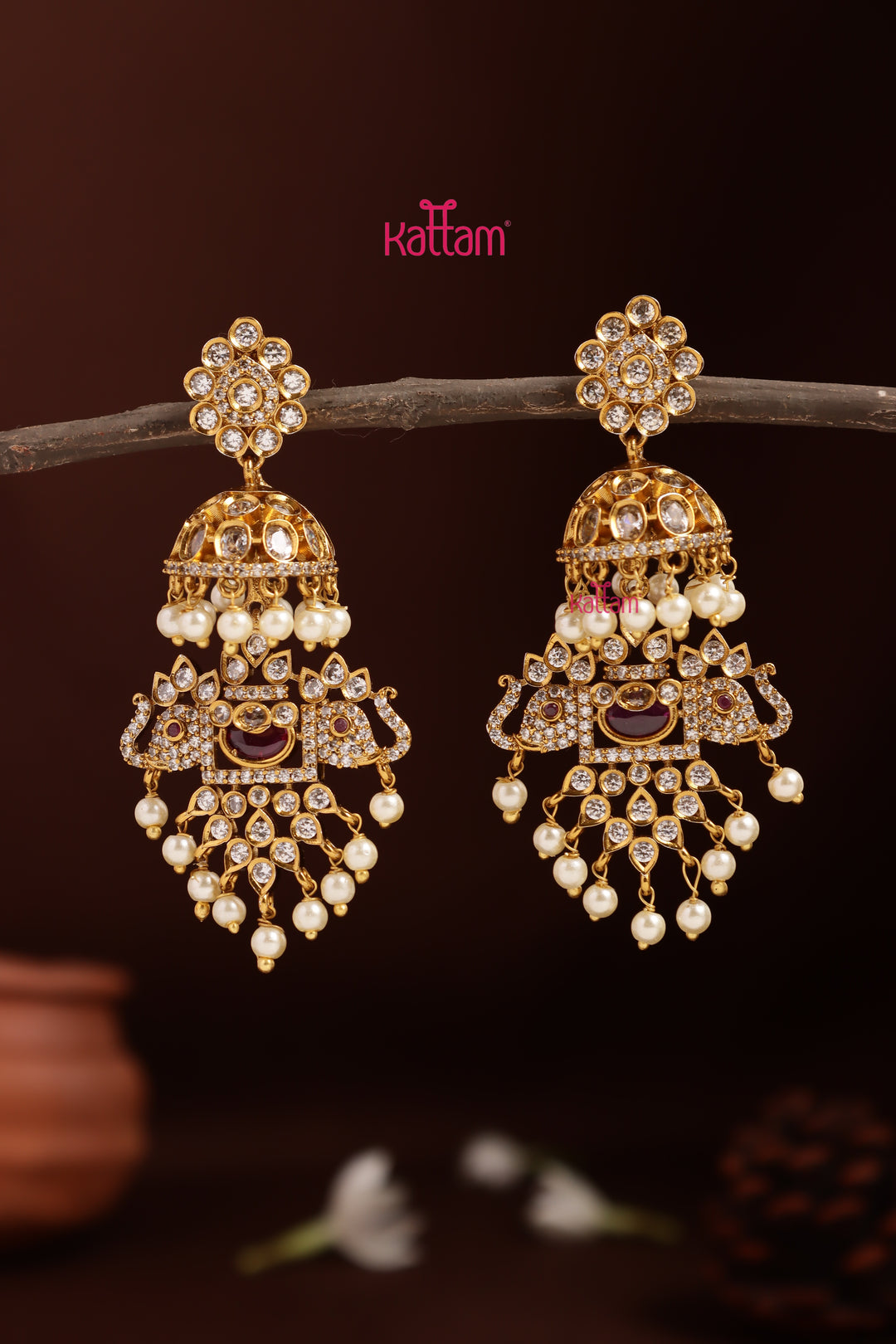 AD Elephant Pearl Statement Earring