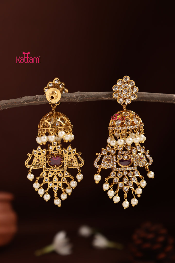 AD Elephant Pearl Statement Earring