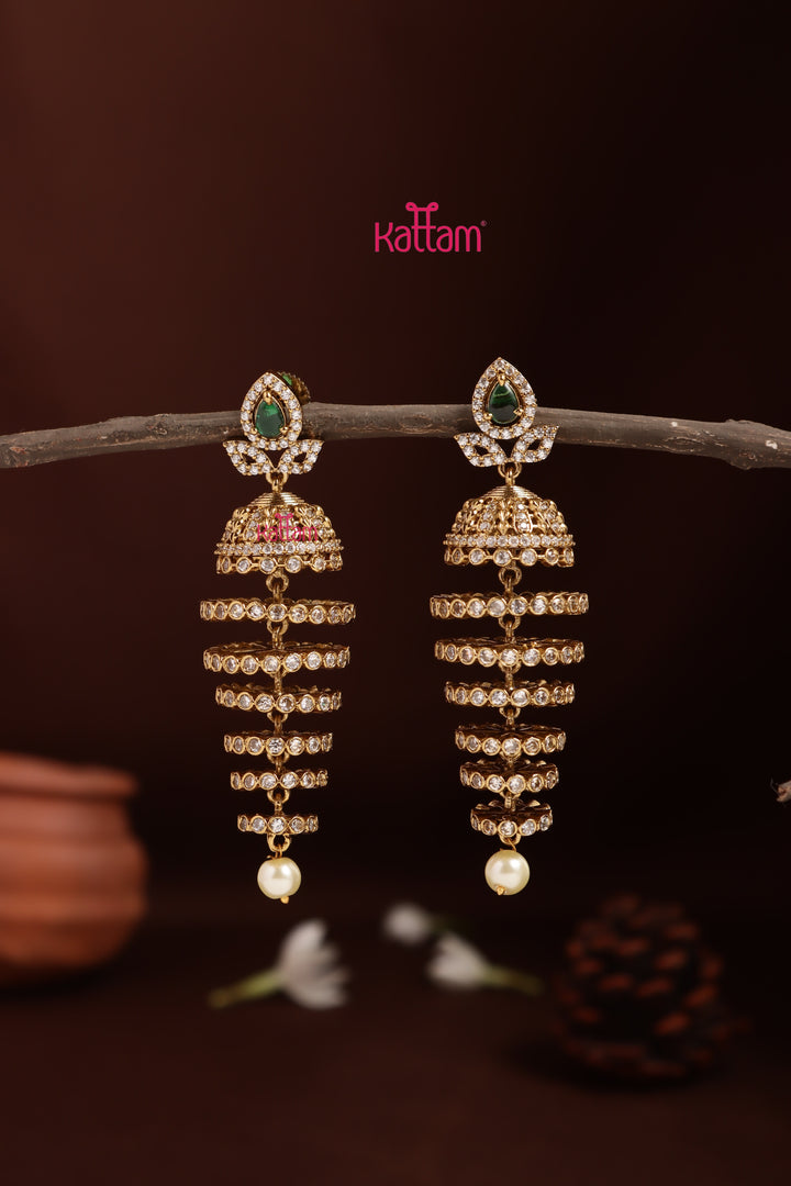 Mira - Spiral Green Jhumka