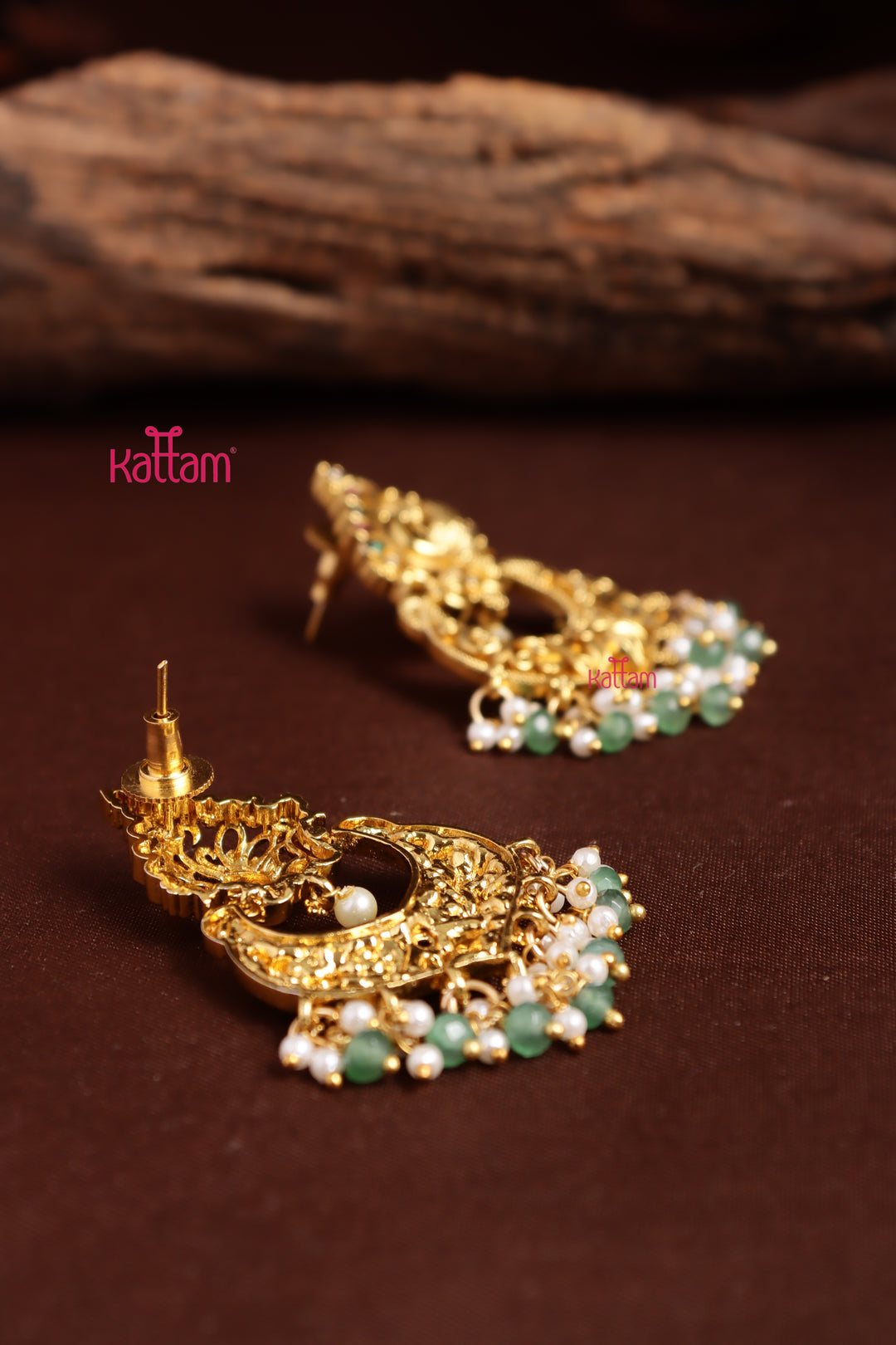 Matte Peacock Beaded Drop Earring