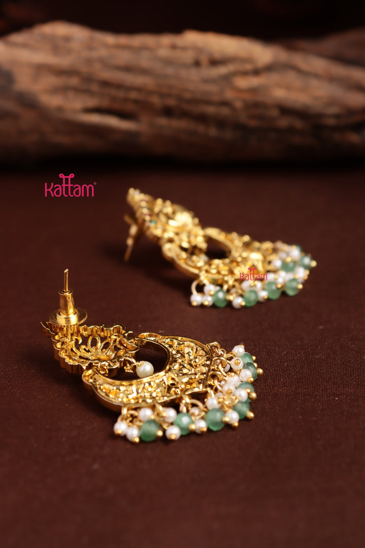 Matte Peacock Beaded Drop Earring