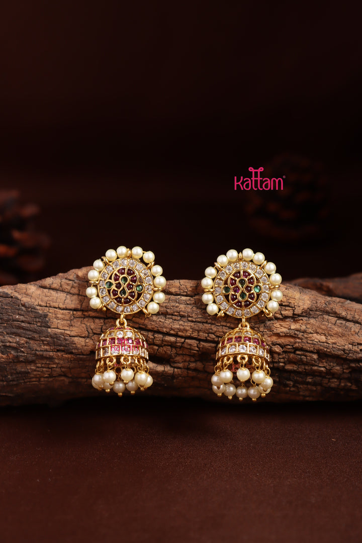 Multistone Pearl Drop Earring