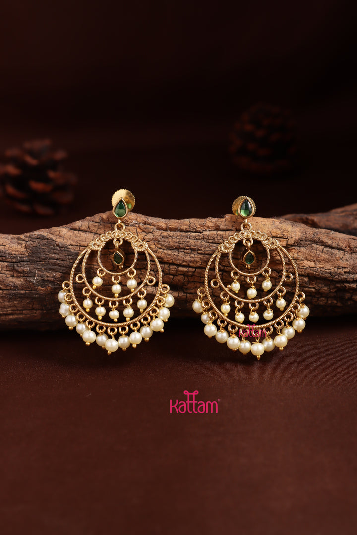 Green Chandbali Statement Earring