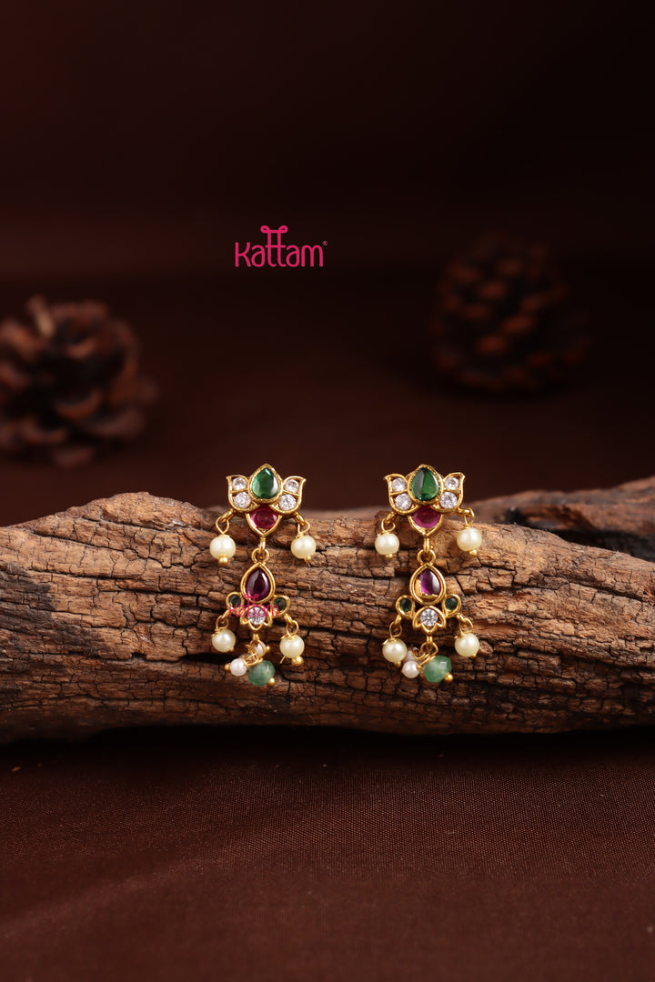 Lotus Pearl Drop Earring