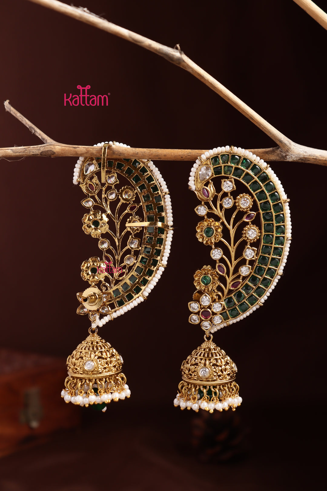 Ashwathi - Floral Green Earcuff