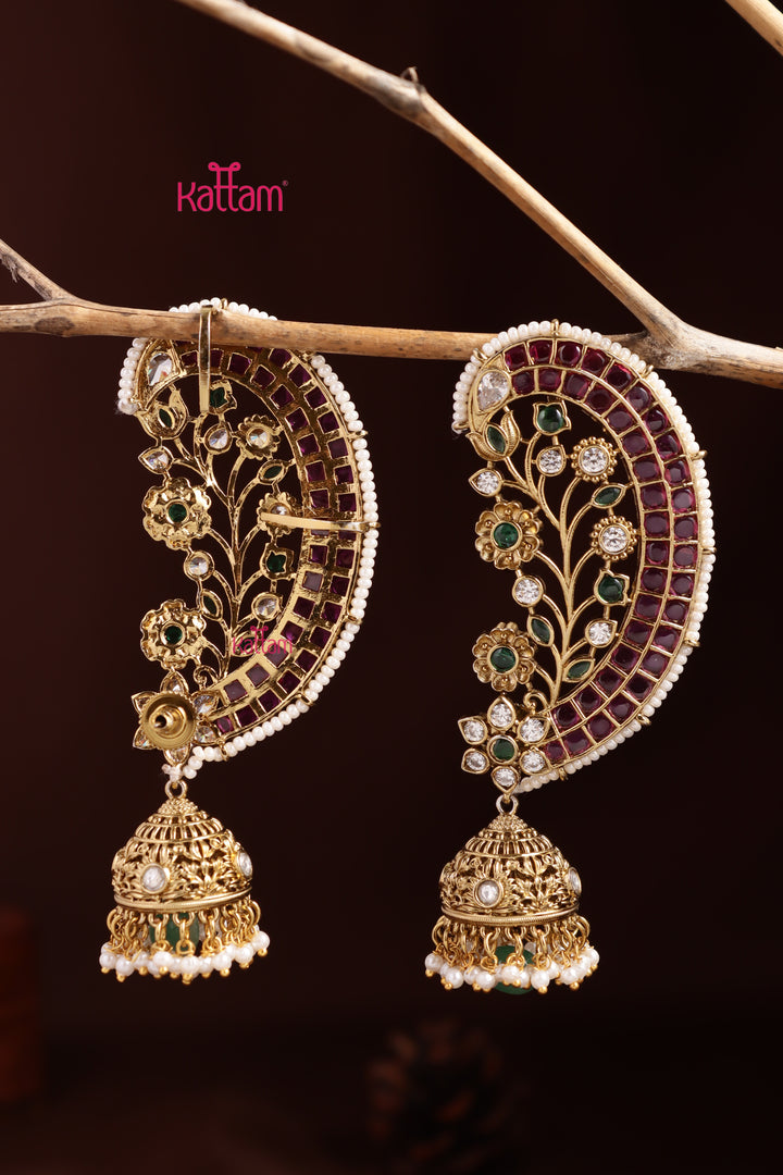 Ashwathi - Floral Ruby Earcuff