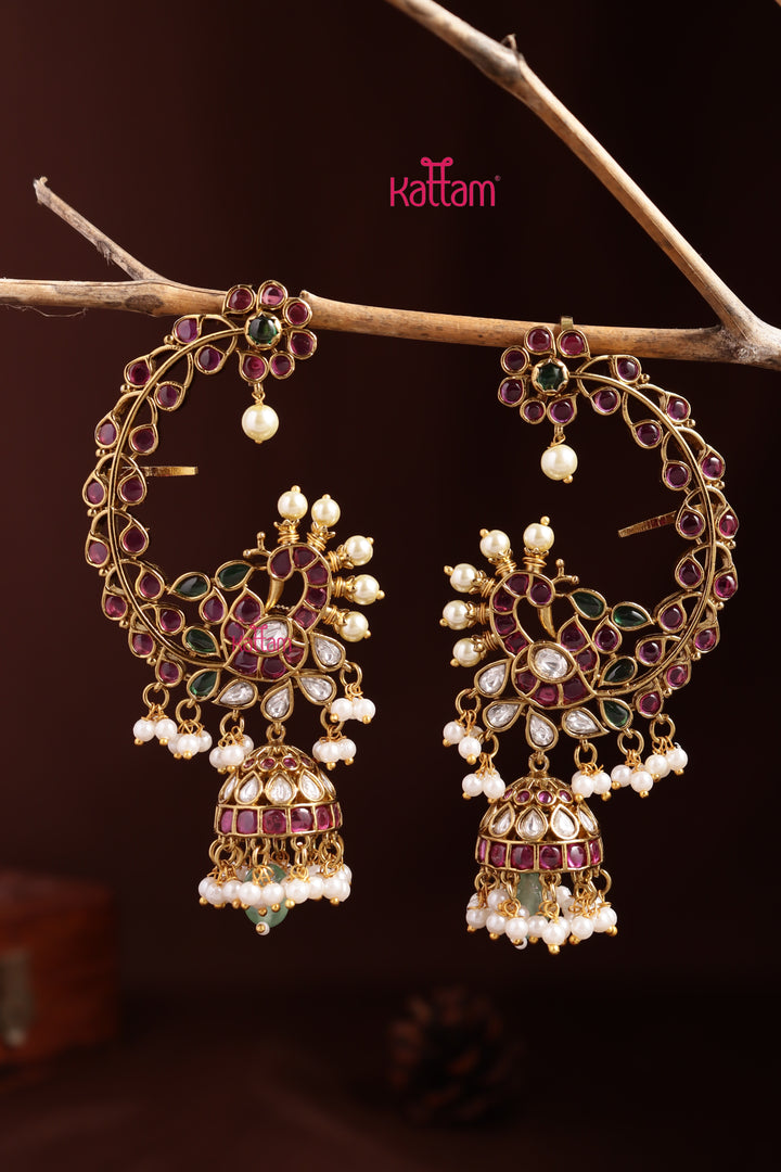 AD Leafy Peacock Earcuff Jhumka