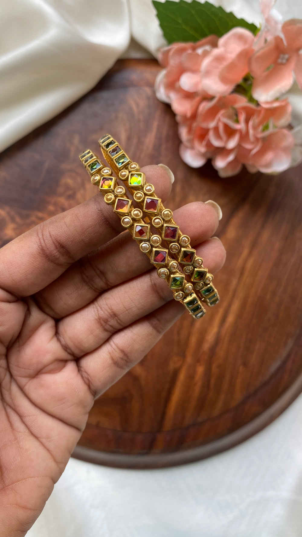 Kundan Festive Bangle Set ( Set of 2 ) - KB084 - V4